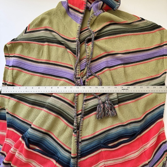 Anthropologie Moth Calexico Poncho Sweater Hooded Vest Cardigan Striped Sz XS S - Picture 10 of 16